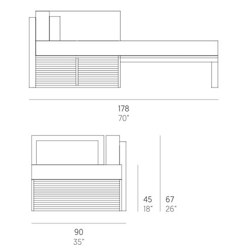 Gandia Blasco DNA Sectional 2 Chaiselongue links Maße
