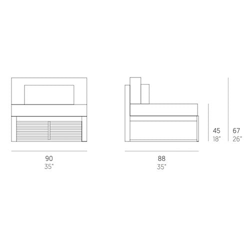 Gandia Blasco DNA Mittelsofa Sectional 3 Maße