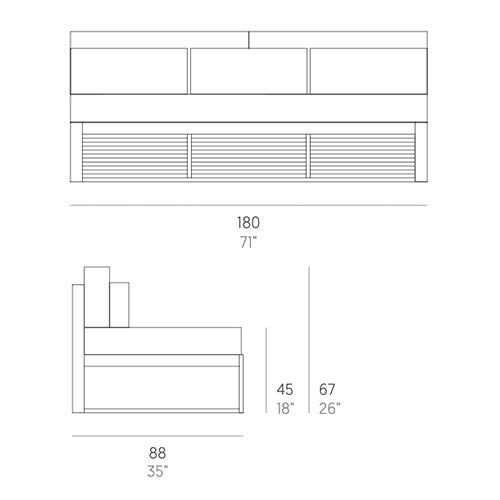 Gandia Blasco DNA Sofa ohne Armlehnen Sectional 4 Maße