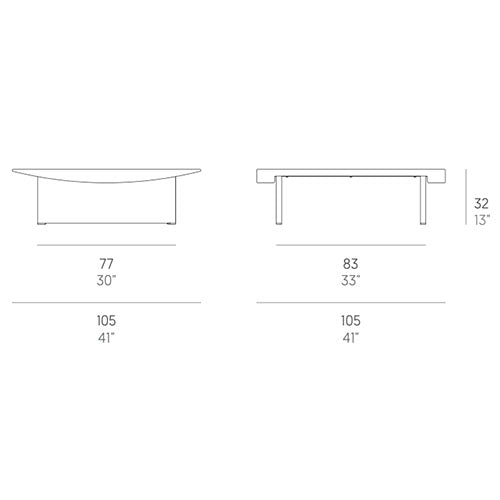 Gandia Blasco Dunne Loungetisch 105 cm, quadratisch Maße