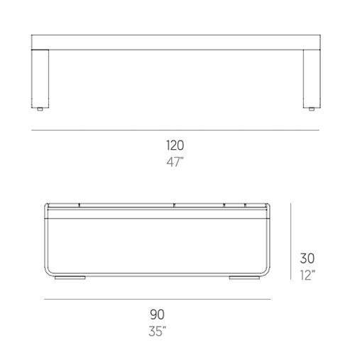 Gandia Blasco Flat Couchtisch 120 cm, rechteckig Maße