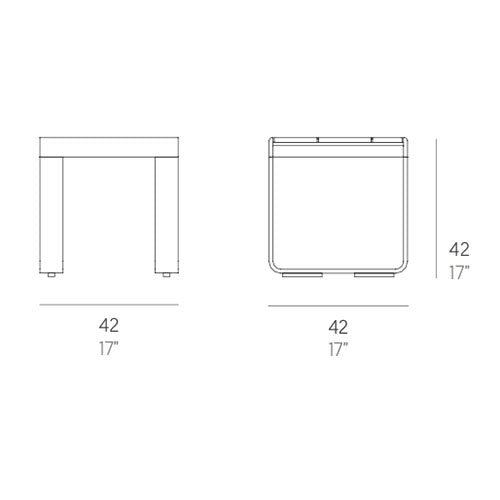 Gandia Blasco Flat Couchtisch 42 cm, quadratisch Maße