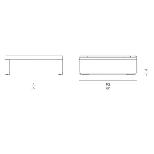 Gandia Blasco Flat Couchtisch 90 cm, quadratisch Maße