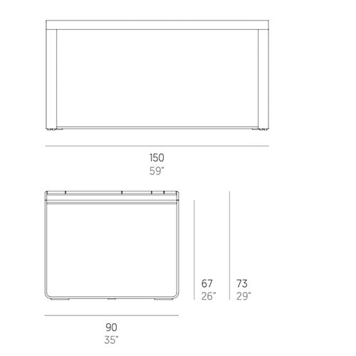Gandia Blasco Flat Esstisch 150 cm, rechteckig Maße