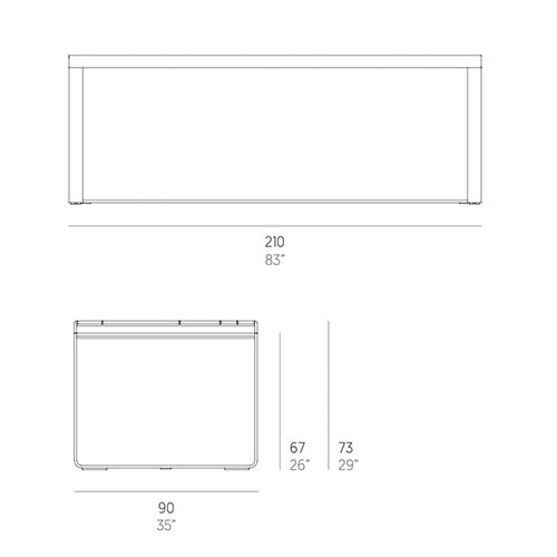 Gandia Blasco Flat Esstisch 210 cm, rechteckig Maße