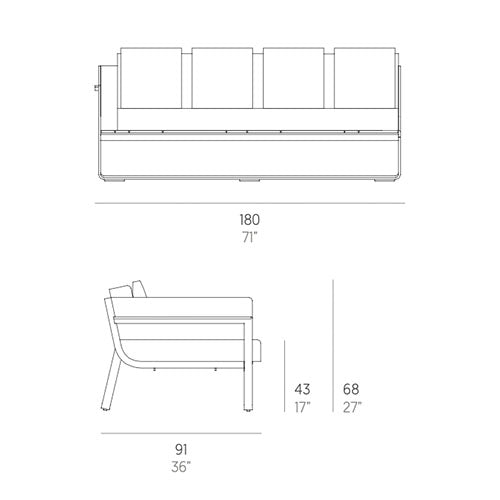 Gandia Blasco Flat Abschlusssofa Sectional 1 links Maße