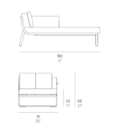 Gandia Blasco Flat Sectional 2 Chaiselongue links Maße