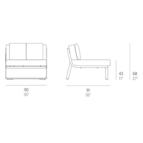 Gandia Blasco Flat Mittelsofa Sectional 3 Maße