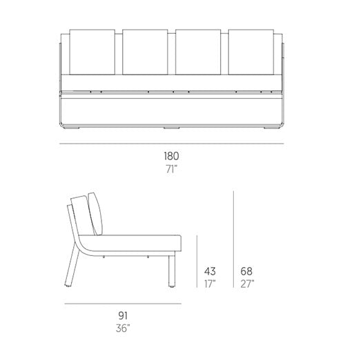 Gandia Blasco Flat Sofa ohne Armlehnen Sectional 4 Maße