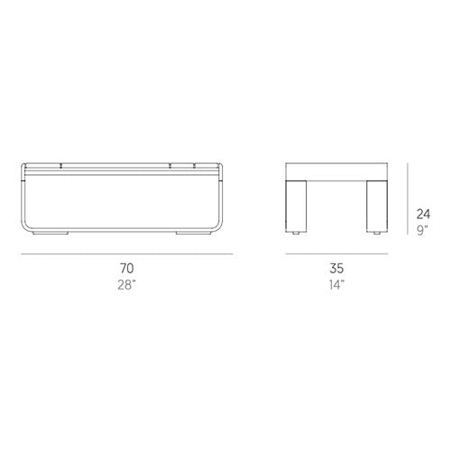 Gandia Blasco Flat Beistelltisch 70 cm, rechteckig Maße