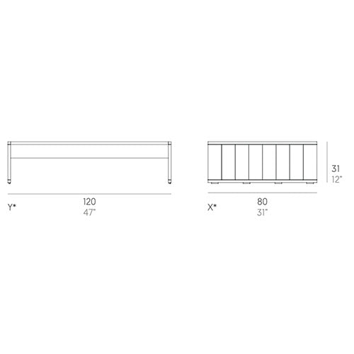 Gandia Blasco GB Modular Loungetisch 120 cm, rechteckig Maße