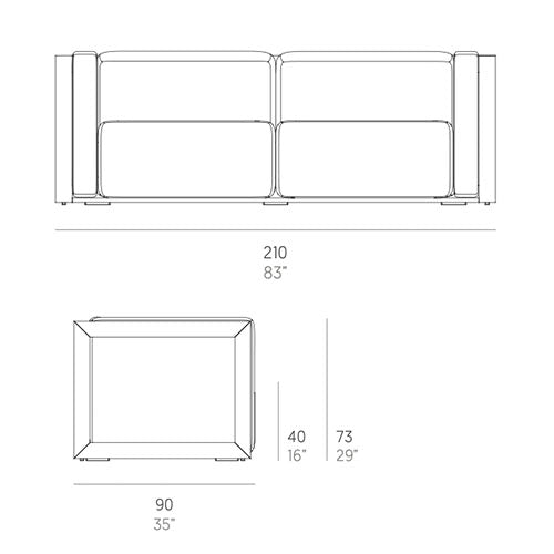 Gandia Blasco Islablanca 2-Sitzer Sofa 210 cm Maße