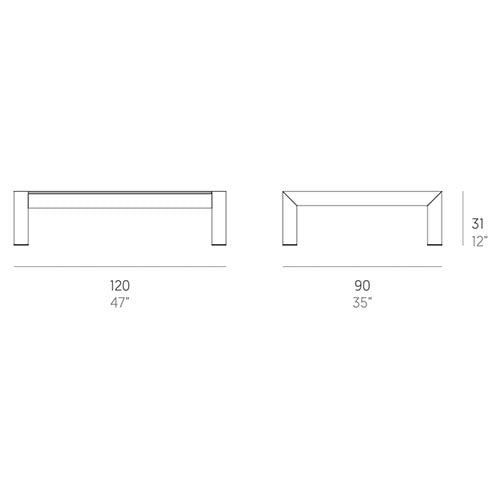 Gandia Blasco Islablanca Loungetisch 120 cm, rechteckig Maße