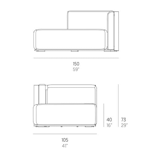 Gandia Blasco Islablanca Chaiselongue Sectional 2, links Maße