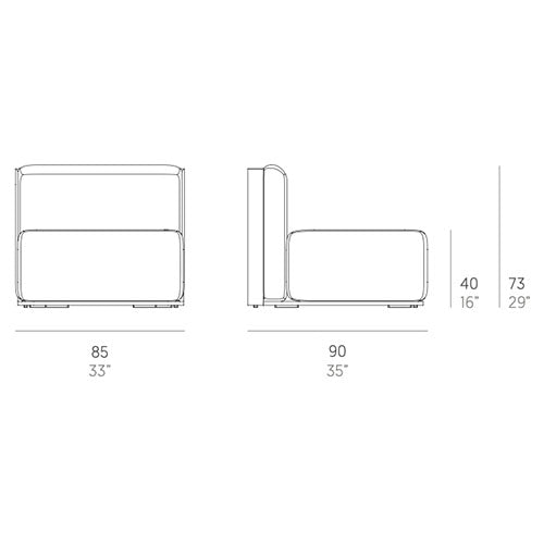 Gandia Blasco Islablanca Mittelsofa Sectional 3 Maße