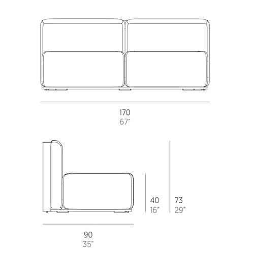 Gandia Blasco Islablanca Sofa ohne Armlehnen Sectional 4 Maße