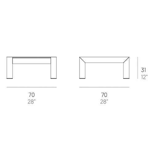 Gandia Blasco Islablanca Beistelltisch 70 cm, quadratisch Maße