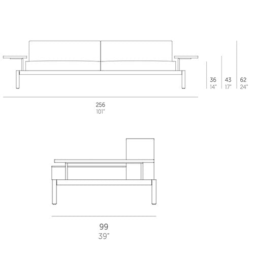 Gandia Blasco Lademadera Sofa 256 cm Maße