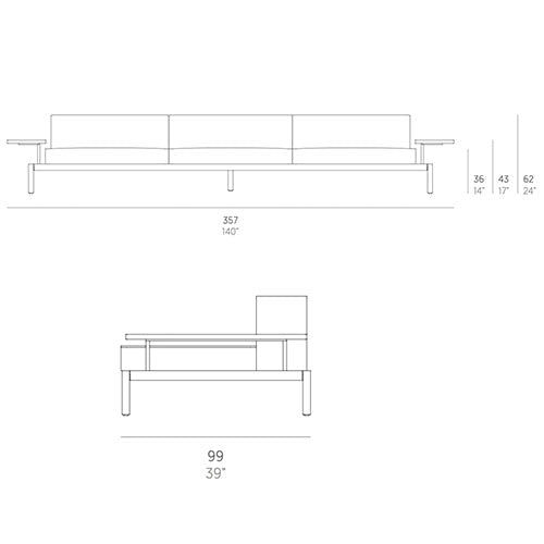Gandia Blasco Lademadera Sofa 357 cm Maße