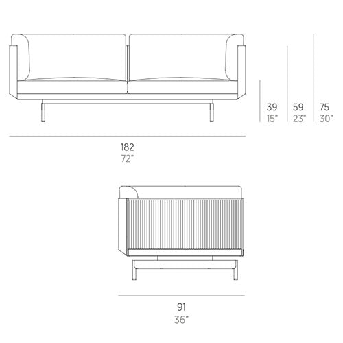 Gandia Blasco Onde 2-Sitzer Sofa 182 cm Maße