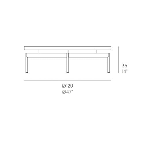 Gandia Blasco Onde Couchtisch 120 cm, rund Maße