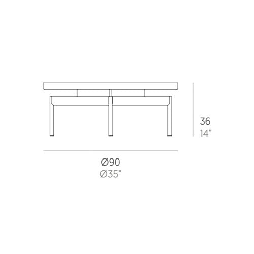 Gandia Blasco Onde Couchtisch 90 cm, rund Maße