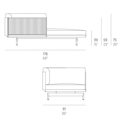 Gandia Blasco Onde Recamiere Sectional 2, rechts Maße