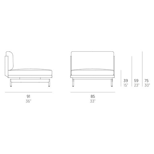 Gandia Blasco Onde Mittelsofa Sectional 3 Maße