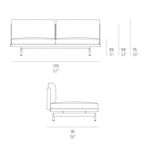 Gandia Blasco Onde Sofa ohne Armlehnen Sectional 4 Maße