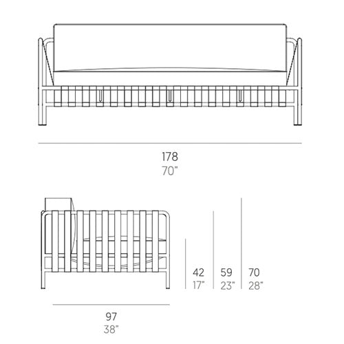 Gandia Blasco Onsen 2-Sitzer Sofa 178 cm Maße