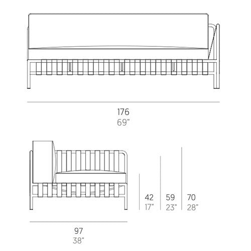 Gandia Blasco Onsen Abschlusssofa Sectional 1, rechts Maße