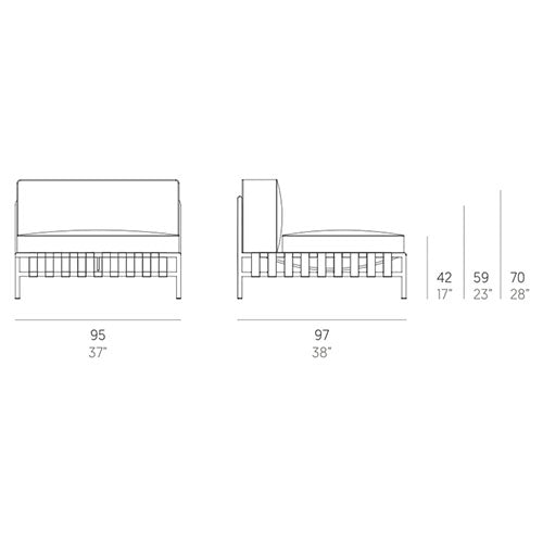 Gandia Blasco Onsen Mittelsofa Sectional 3 Maße