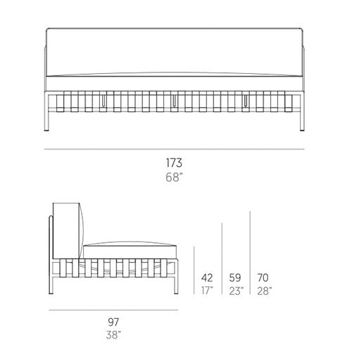 Gandia Blasco Onsen Sofa ohne Armlehnen Sectional 4 Maße