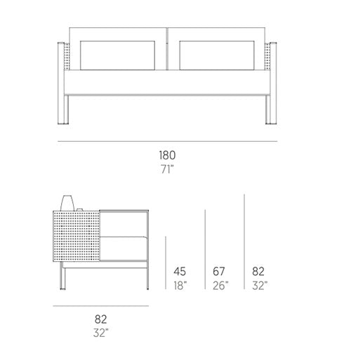 Gandia Blasco Solanas 2-Sitzer Sofa 180 cm Maße
