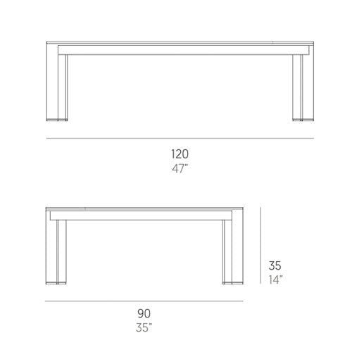 Gandia Blasco Solanas Couchtisch 120 cm, rechteckig Maße