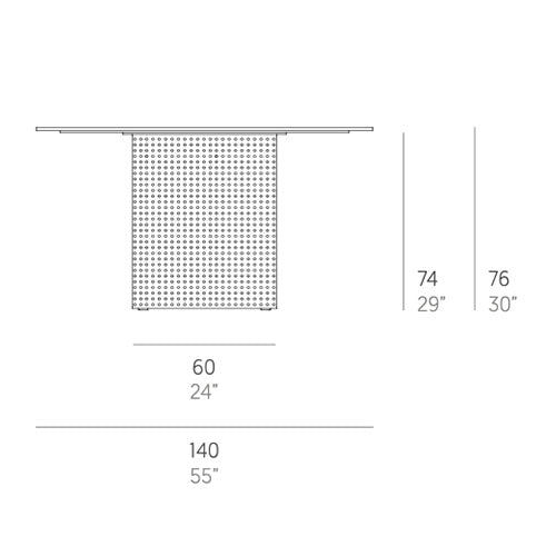 Gandia Blasco Solanas Esstisch 140 cm, quadratisch Maße