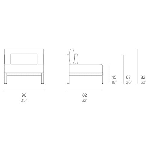 Gandia Blasco Solanas Mittelsofa Sectional 3 Maße