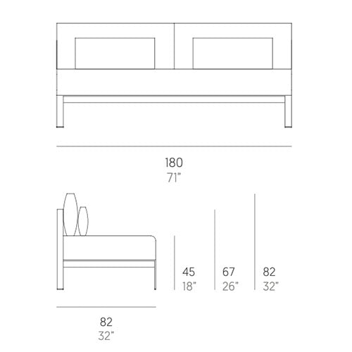 Gandia Blasco Solanas Sofa ohne Armlehnen Sectional 4 Maße