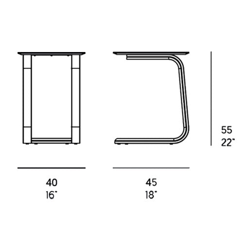 Gandia Blasco Stack Beistelltisch C-Form 40 cm, rechteckig Maße
