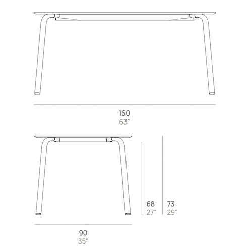 Gandia Blasco Stack Esstisch 160 cm, rechteckig Maße