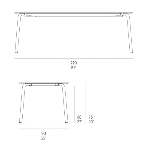 Gandia Blasco Stack Esstisch 220 cm, rechteckig Maße