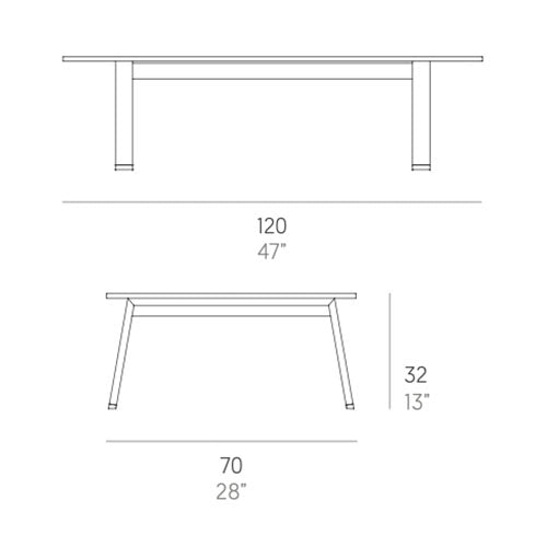 Gandia Blasco Timeless Couchtisch 120 cm, rechteckig Maße