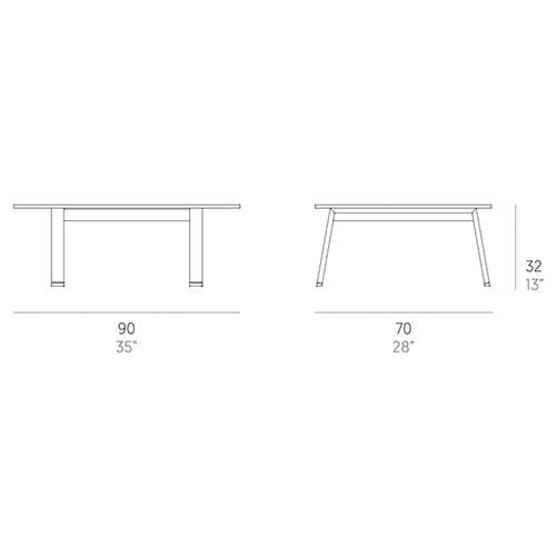 Gandia Blasco Timeless Couchtisch 90 cm, rechteckig Maße