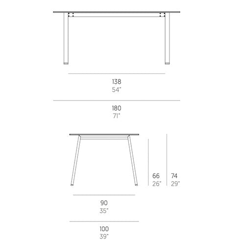 Gandia Blasco Timeless Esstisch 180 cm, rechteckig Maße