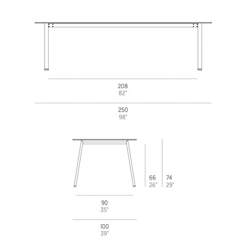 Gandia Blasco Timeless Esstisch 250 cm, rechteckig Maße