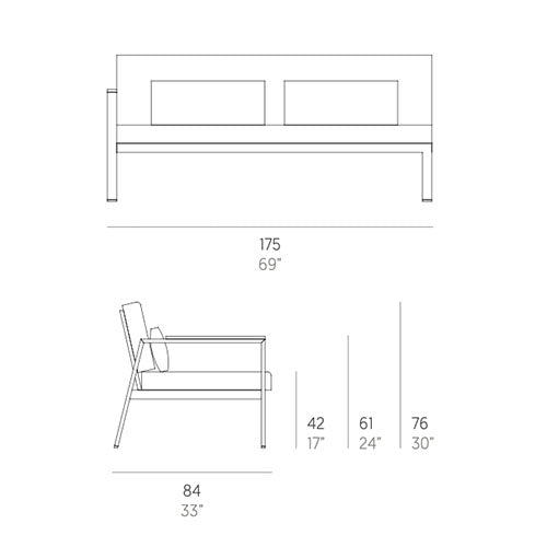 Gandia Blasco Timeless Sectional 1 Abschlusssofa rechts Maße