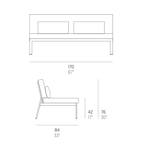 Gandia Blasco Timeless Sectional 4 Sofa ohne Armlehnen Maße