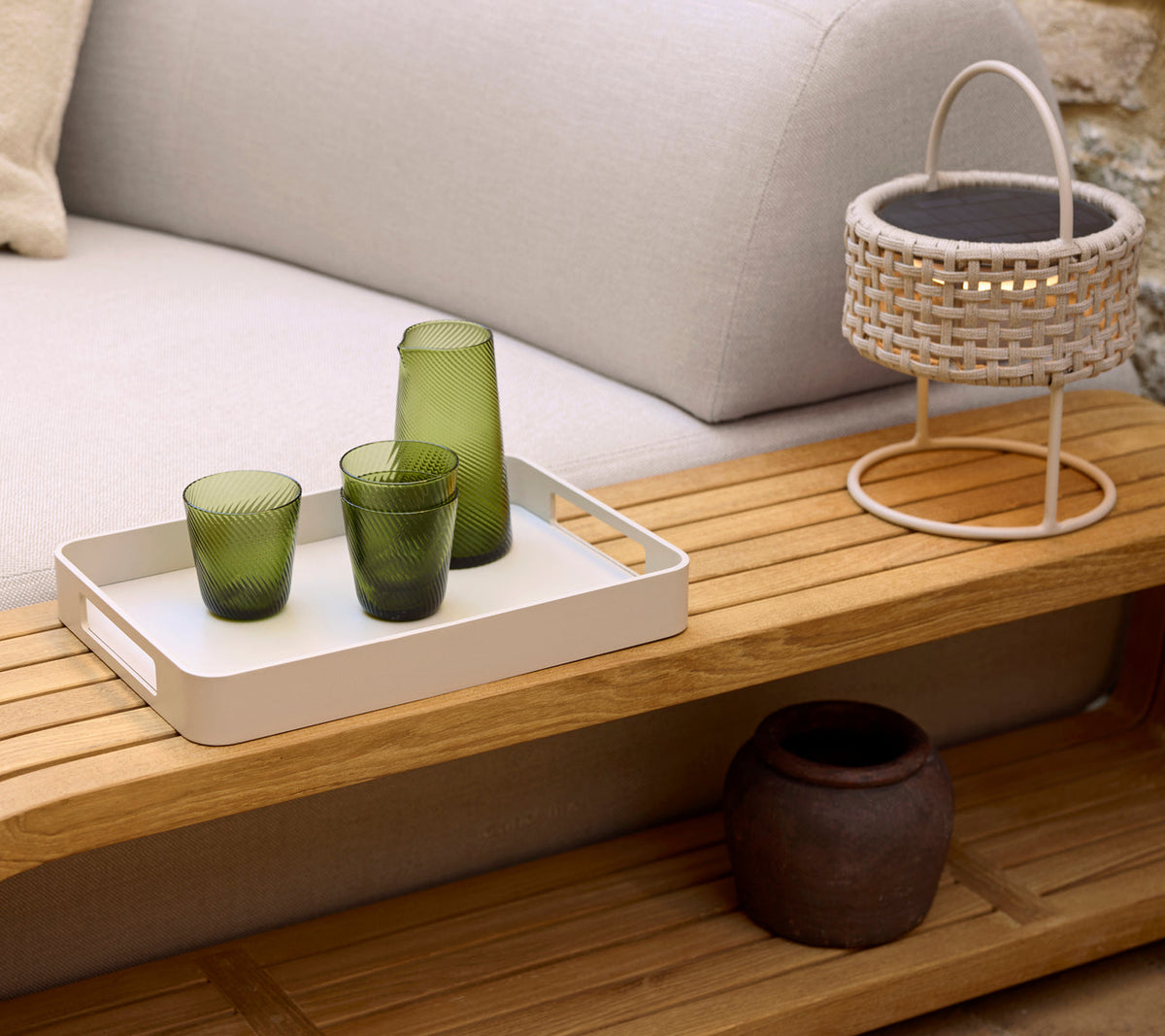 Cane-Line Mellow Couchtisch 120 cm, rechteckig – Materialdetail Teak