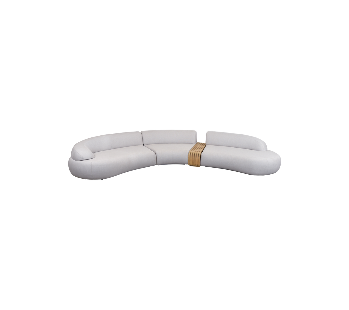 Cane-Line Mellow 5-Sitzer Sofa mit Tischmodul 443 cm aus Teak im Garten bzw. auf der Terrasse