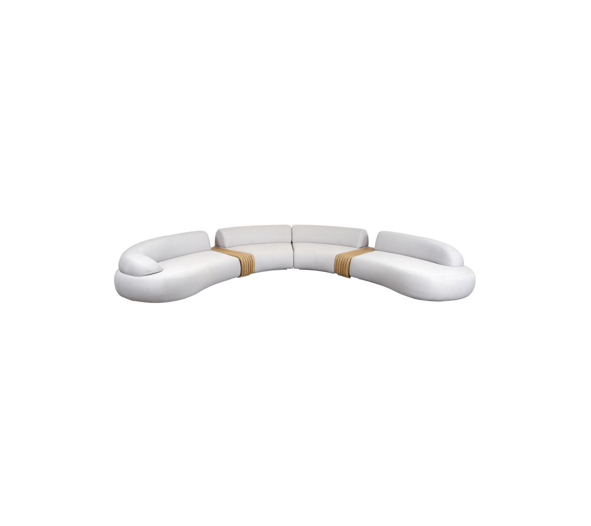 Cane-Line Mellow 6-Sitzer Sofa mit zwei Tischmodulen 443 cm – Detailansicht Teak und Verarbeitung